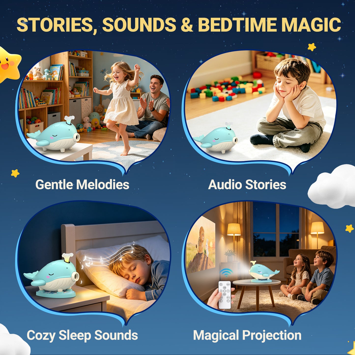 Kids Story Projector with 30 Story Cards, Projector for Kids Ages 3-7, Screen-Free Storytelling Device with Remote, Adjustable Stand, Portable Rechargeable, 160+ Audio Tracks, Gift for Boys Girls