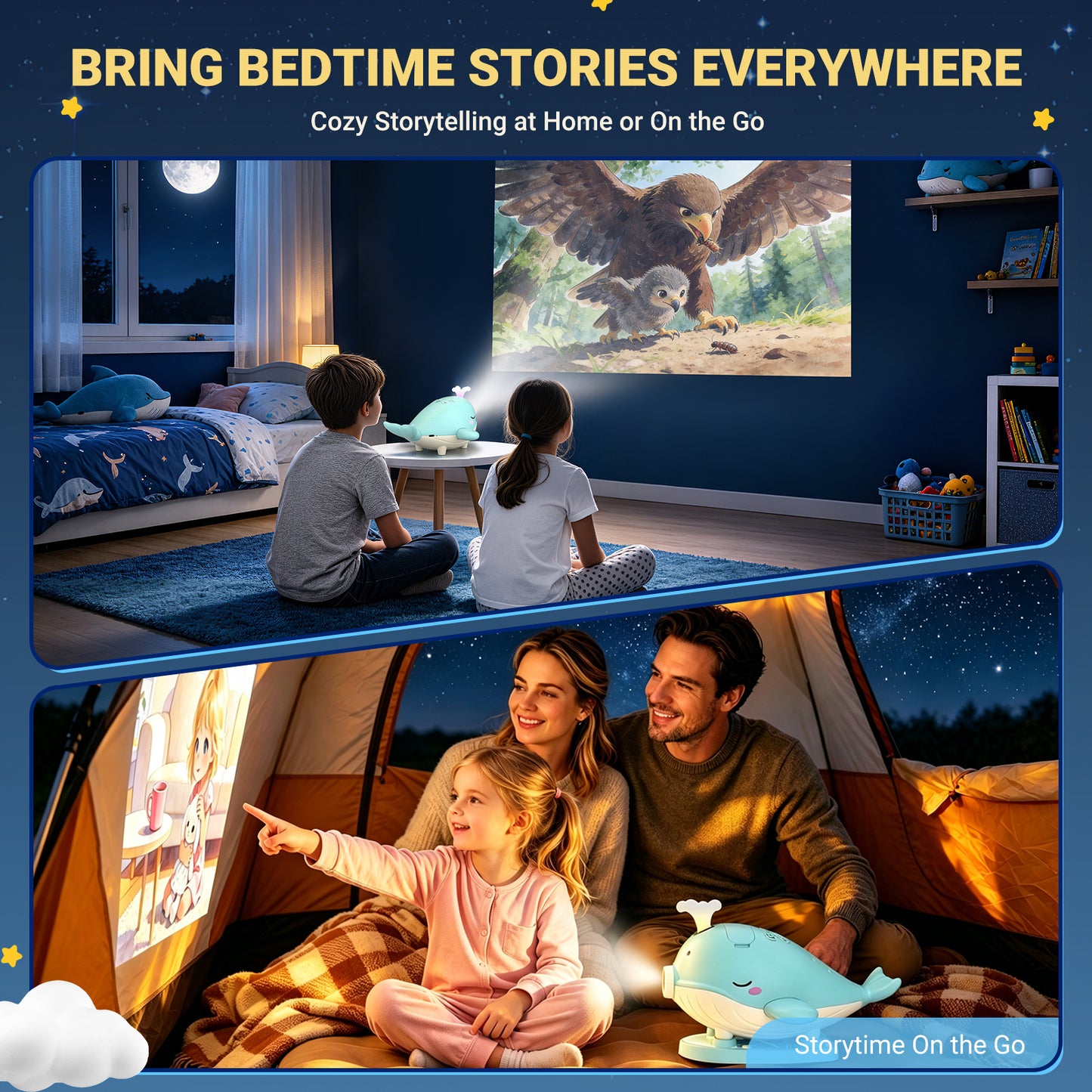 Kids Story Projector with 30 Story Cards, Projector for Kids Ages 3-7, Screen-Free Storytelling Device with Remote, Adjustable Stand, Portable Rechargeable, 160+ Audio Tracks, Gift for Boys Girls