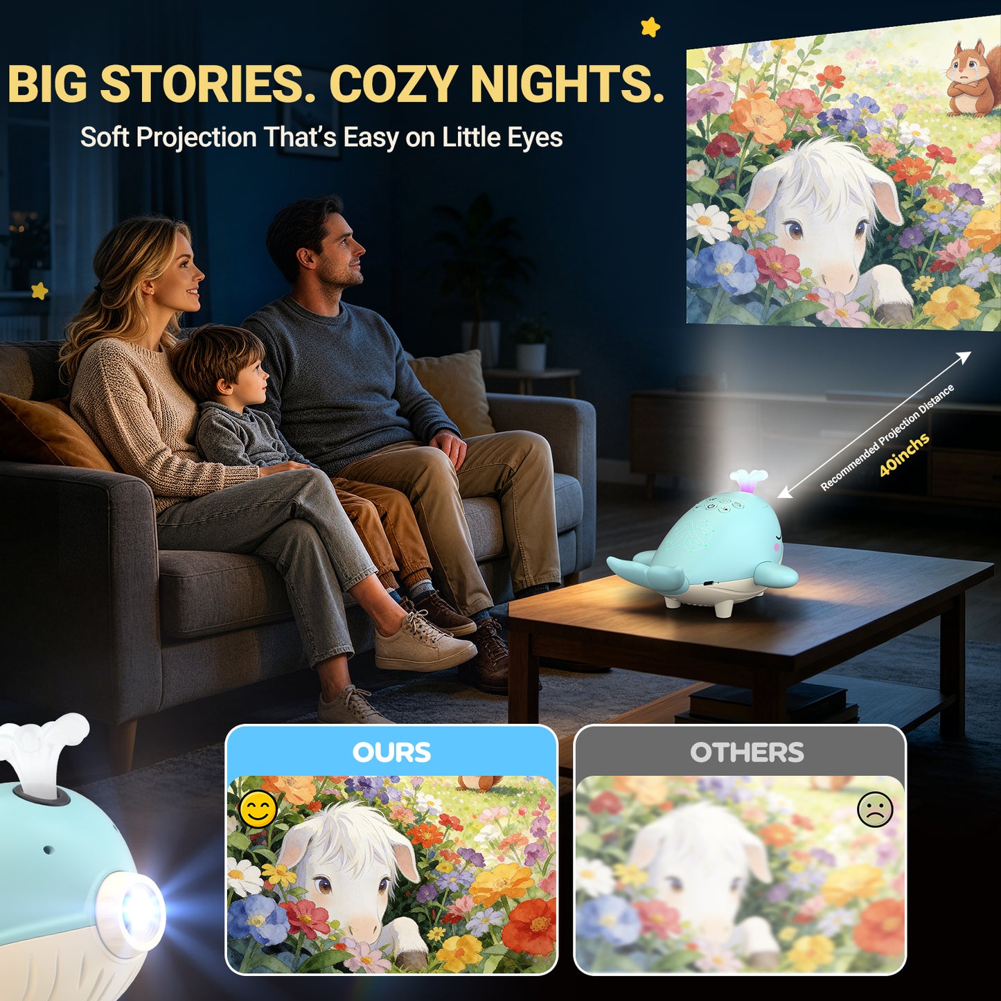 Kids Story Projector with 30 Story Cards, Projector for Kids Ages 3-7, Screen-Free Storytelling Device with Remote, Adjustable Stand, Portable Rechargeable, 160+ Audio Tracks, Gift for Boys Girls